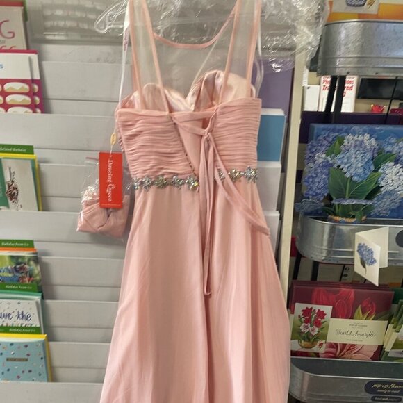 NWT Dancing Queen 9541 Chiffon Evening Dress Blush size S - Picture 5 of 7